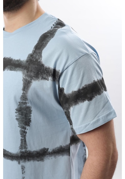 Madmext Bebe Mavisi Bisiklet Yaka Baskılı Basic Erkek T-shirt E7109 Bebe Mavisi Mavi