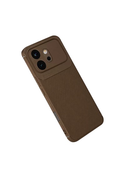 Newface Huawei Honor 600 Auto Focus Karbon Kapak - Kahverengi Diğer