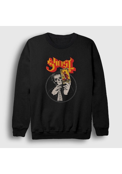 Presmono Unisex Tarot Ghost Sweatshirt Siyah