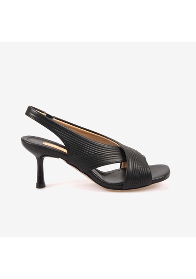 Hawen Angels Kadın Kösele Taban Bantlı 7,5cm Kısa Topuklu Sandalet 6895-04-v1 siyah