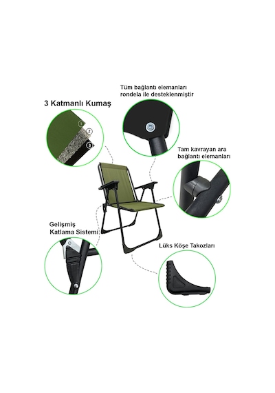 Natura Bardaklıklı Kamp Sandalyesi - Yeşil