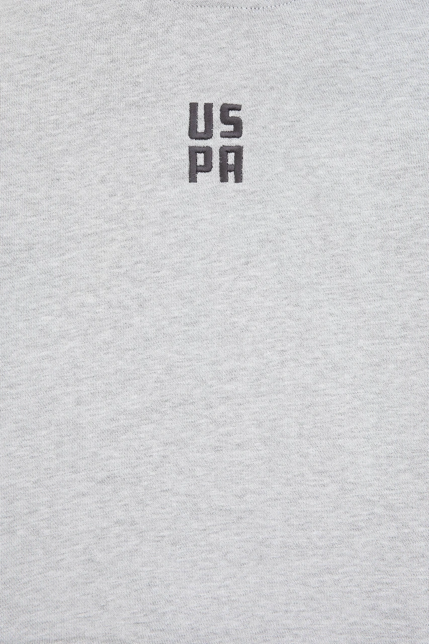 U.S. Polo Assn. Erkek Çocuk Gri Melanj Kapüşonlu Sweatshirt 50325170-VR086