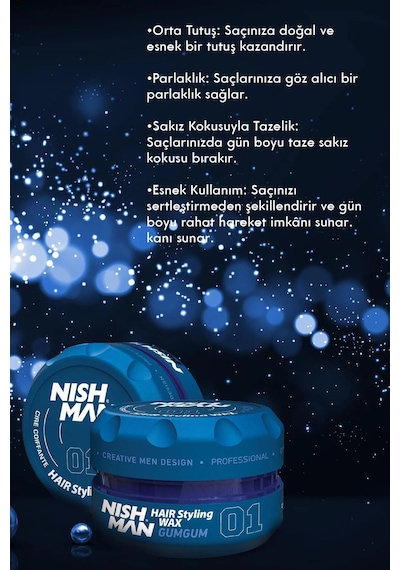 01 Saç Şekillendirici Ultra Sert Parlak Wax 100 Ml