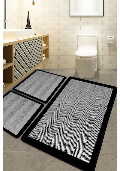 Chilai Home Barley Black 3'lü Set Banyo Halısı Djt Renkli