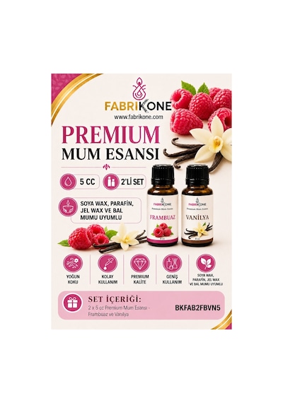 Premium Mum Esansı 5 Cc 2'li Set - Frambuaz, Vanilya - Soya Wax, Parafin, Jel Wax Ve Bal Mumu Uyumlu Bkfab2fbvn5 Karışık