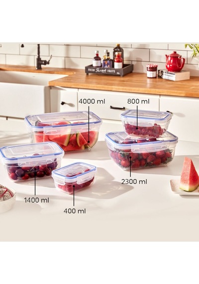 Dünya Dp-30115-102 Dikdörtgen Saklama Kabı 4000 Ml - Contalı Sızdırmaz Şeffaf Beyaz- 12'li Paket