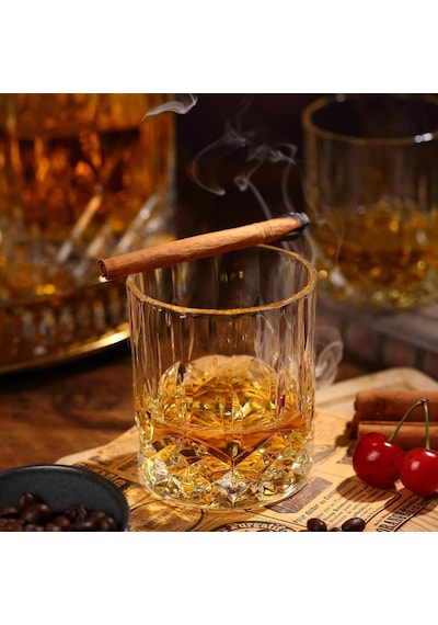 Viski Kayaları Bardak Seti Hediye Kutusunda - 2 Kristal Bourbon Bardağı Ve 2 Büyük Buz Topu Kalıbı İçerir - 10