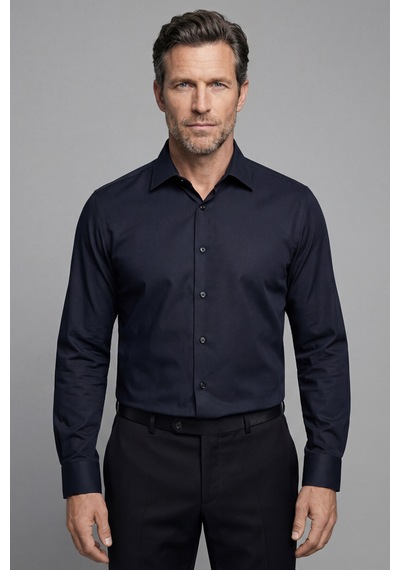 Bisse Klasik Yaka Regular Fit Siyah Uzun Kol Cepsiz Erkek Gömlek Gmkls250061 C99