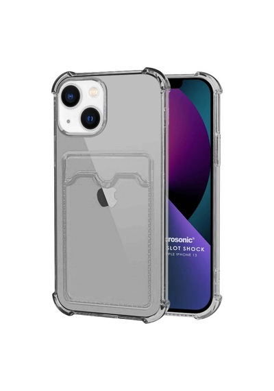Apple İphone 13 İçin Card Slot Shock Kılıf Siyah İphone 13 İle Uyumlu Kılıf - Siyah 50 x 22