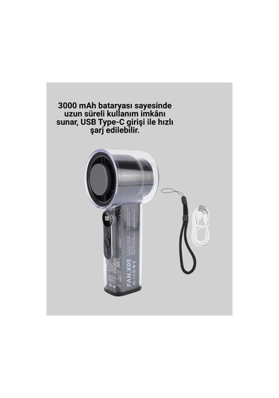 100 Kademeli Ayarlanabilir Mini Fan Dijital Ekranlı Serinici