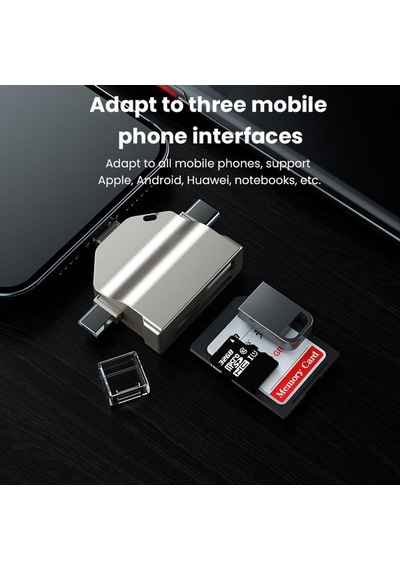 Apera Nr18 Otg 7 İn 1 Lightning Type C Usb Micro Usb Hafıza Kart Okuyucu Ios 13 İphone Android