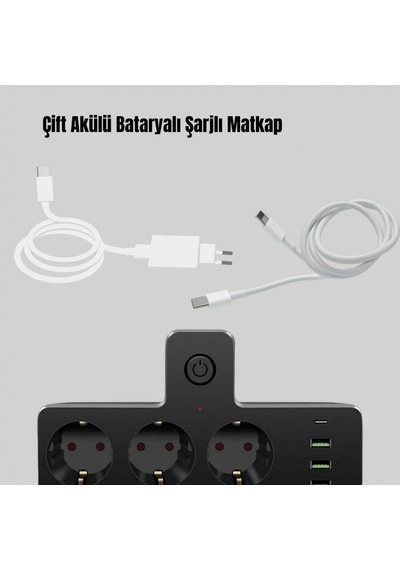 3 Priz 3 Usb Ve 1 Type-c Portlu Çoklu Priz 7 Cihaz Destekli Güç Ünitesi Diğer