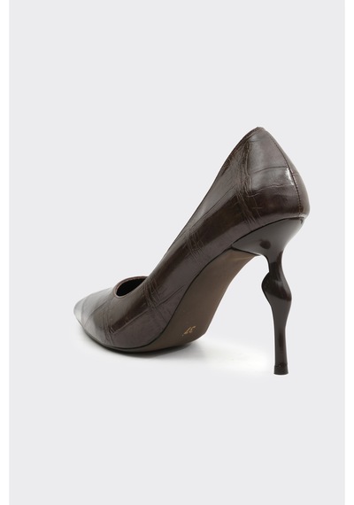 Derinet Jade Topuklu Stiletto Kahve Croco Kahve Croco