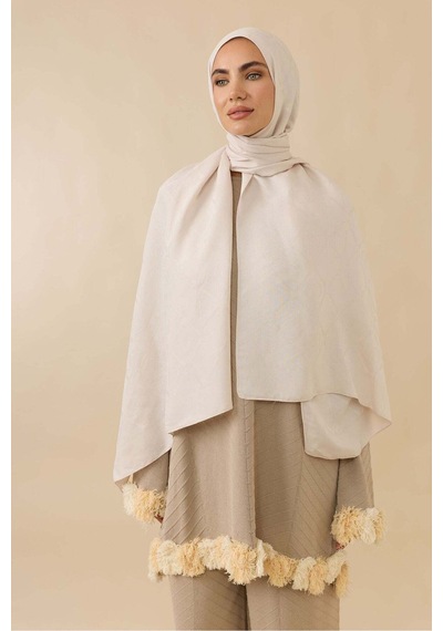 Imannoor İman I Baklava Pudra Ramy Jakar Şal 70x190 Pudra