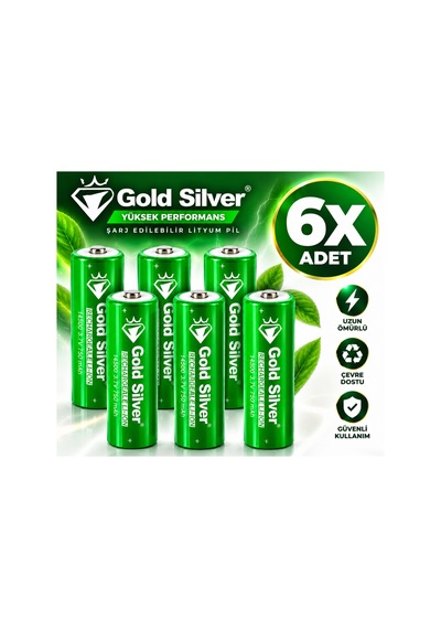 Gold Silver 18650 El Feneri Ve Kafa Lambası İçin Şarj Edilebilir Li-ion Pil - 3200 Mah 4.2v 6 Adet