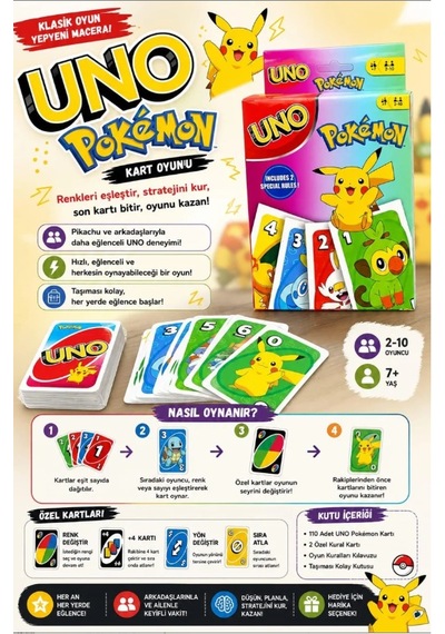 Uno Pokemon Kart Oyunu Renkli Pokemon Serisi