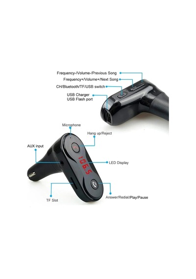 Trobus Araç İçi Fm Transmitter Bluetooth Kit Usb Şarjlı Radyo 12-24v