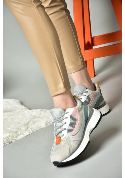 Fox Shoes R312511002 Gri Süet Kadın Spor Ayakkabı Sneakers Gri