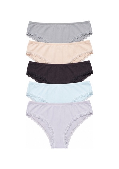 Nicoletta Kadın Külot Brazilyan 5 Li Paket Likralı Fitilli Kaşkorse P 91030 Çok Renkli