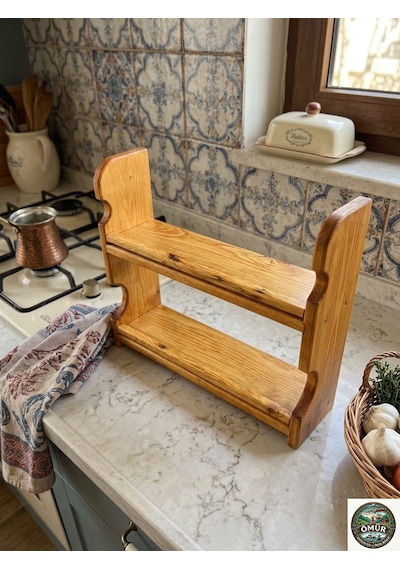 dekoratif ahşap baharatlık standı