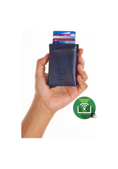 Adelina Bags Adelina Unisex Lacivert Alüminyum Mekanizmalı Kızaklı Kartlık Cüz Lacivert