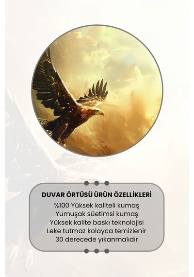 Altın Kartal Desenli Duvar Halısı Duvar Örtüsü Tapestry Süet Dokulu Kumaş
