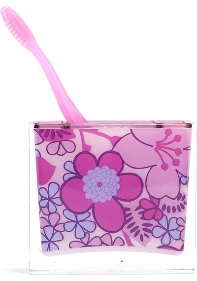 DİŞ FIRÇALIK PEMBE ÇİÇEKLİ AKRİLİK 10X10X3CM Diğer