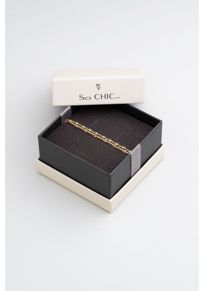 So Chic Lavinya 18 Ayar Sarı Altın Kaplama 19 Cm Gümüş Zincir Bileklik Sarı