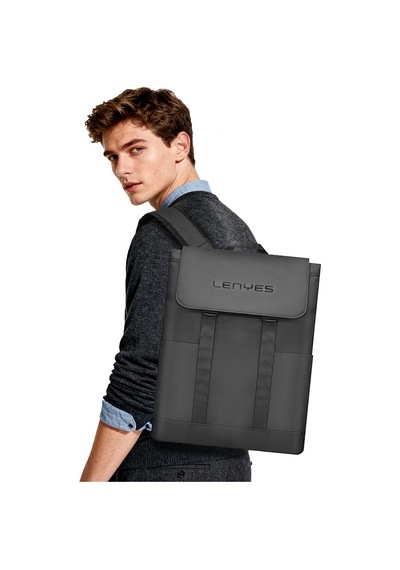 Lenyes Lb566 Dreamer Backpack Serisi Su Geçirmez Deri Tasarımlı Omuz Askılı Sırt Çantası Gri Gri