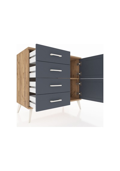 Hyperion Şifonyer Tek Raflı 4 Çekmeceli 2 Kapaklı 88x44x80 Çam-antrasit Antrasit Hyperion Şifonyer Tek Raflı 4 Çekmeceli 2 Kapaklı 88x44x80 Çam-antrasit Antrasit