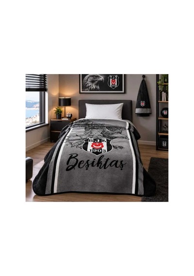 Bjk Tek Kişilik Battaniye Siyah
