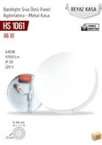 Helios: Sıva Üstü Yuvarlak Panel, Backlight, Lina Album, 48w, 6500k Beyaz Işık, Beyaz Yuvarlak Metal Kasa Hs 1061 Beyaz