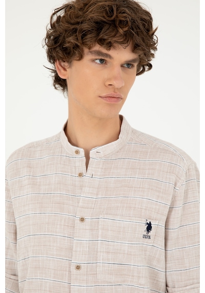 U.s. Polo Assn. Erkek Taş Gömlek Desenli 50288663-vr049 Taş