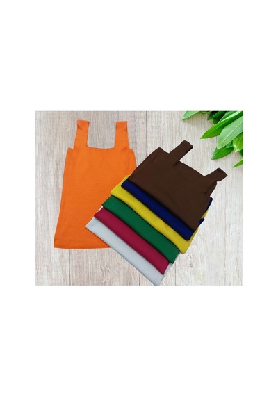 Pazarız Turuncu Kare Yaka Atlet Triko Bluz Crop S / M / L Beden Uyumlu Turuncu