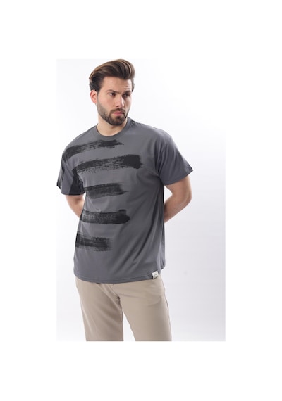 Madmext Füme Baskılı Regular Fit Erkek T-shirt E7107 Füme