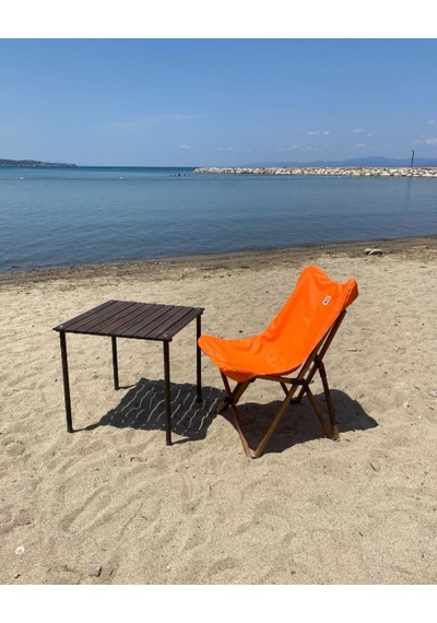Bag The Joy Ahşap Kahverengi İskelet - Turuncu Kılıf Sandalye Turuncu