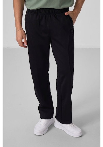 Tommylife Siyah Yüzeyi Dokulu Standart Fit Palazzo Erkek Pantolon - 82171 Siyah