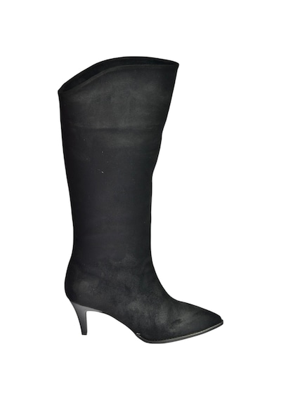 Fox Shoes V404021102 Siyah Süet Alçak Topuklu Kadın Çizme Siyah