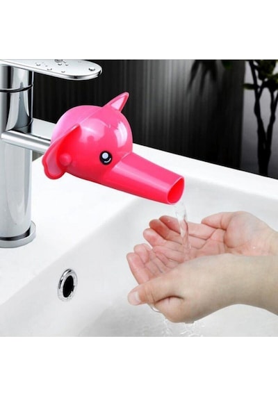 Pembe Fil Figürlü Çocuklar Için Sevimli Musluk Uzatma Başlığı