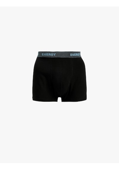 Koton Baskılı Bel Detaylı Pamuklu 3'lü Boxer Seti Siyah 7wlm90020mk