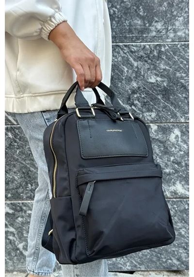 Just Polo Kadın Ayarlanabilir Askılı Su Geçirmez İthal Saten Kumaş Lüks Sırt Çantası Shopper Siyah