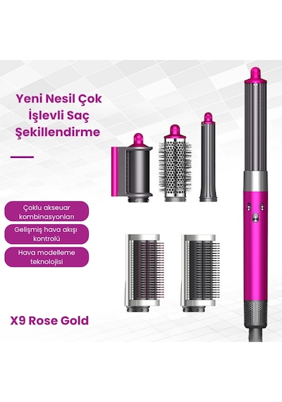 Jhy Hair Styler X9 Saç Şekillendirme Seti Gri - Pembe