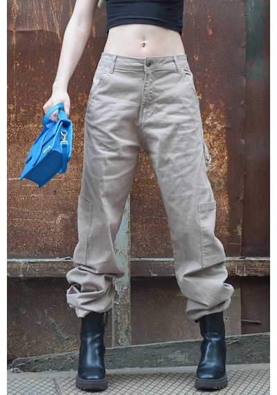 Madmext Taş Rengi Straight Fit Kargo Pantolon Mg1601-taş Rengi Taş