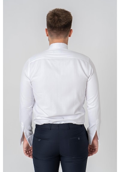 White Stone Roma G2023 Likralı Pamuklu Slim Fit Ata Yaka Gömlek Beyaz