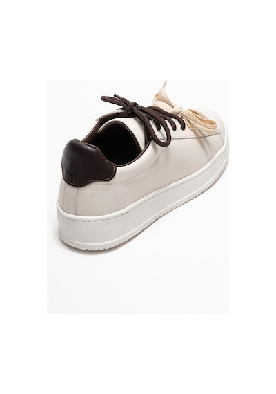 Luvishoes Luvi Shoes Warron Ekru Kahverengi Hakiki Deri Kadın Sneakers Ekru - Kahverengi