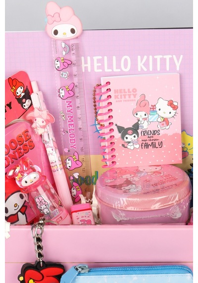 Özel Kutulu Lisanslı My Melody & Best Friends Kuromi,hello Kitty 14 Parça Kırtasiye Seti Yazı Tahtası,çıtçıt Dosya Diğer