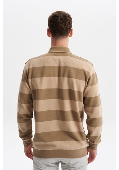 AR-MA Arma Erkek Ribanalı Regular Fit Çizgili %100 Pamuk Ringel Ottoman Kumaş Polo Yaka Düğmeli Sweatshirt K30554952602 Gri - Bej AR-MA Arma Erkek Ribanalı Regular Fit Çizgili %100 Pamuk Ringel Ottoman Kumaş Polo Yaka Düğmeli Sweatshirt K30554952602 Gri - Bej