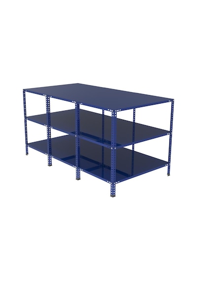 3 Katlı Renkli Paketleme Masası - Atölye, Depo, Hobi Çalışma Masası - Mavi Mavi-177x93 Cm-75 Cm Çok Renkli
