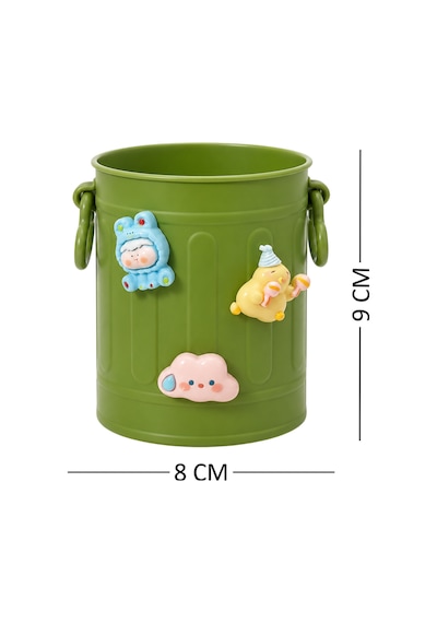 Sevimli Stickerlı Masaüstü Kalemlik Organizer - Yeşil
