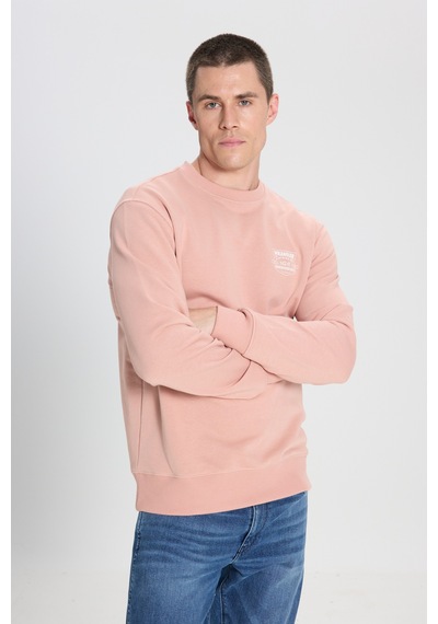 Wrangler Regular Fit Normal Kesim Bisiklet Yaka Pembe Sweatshirt W242338613 Pembe